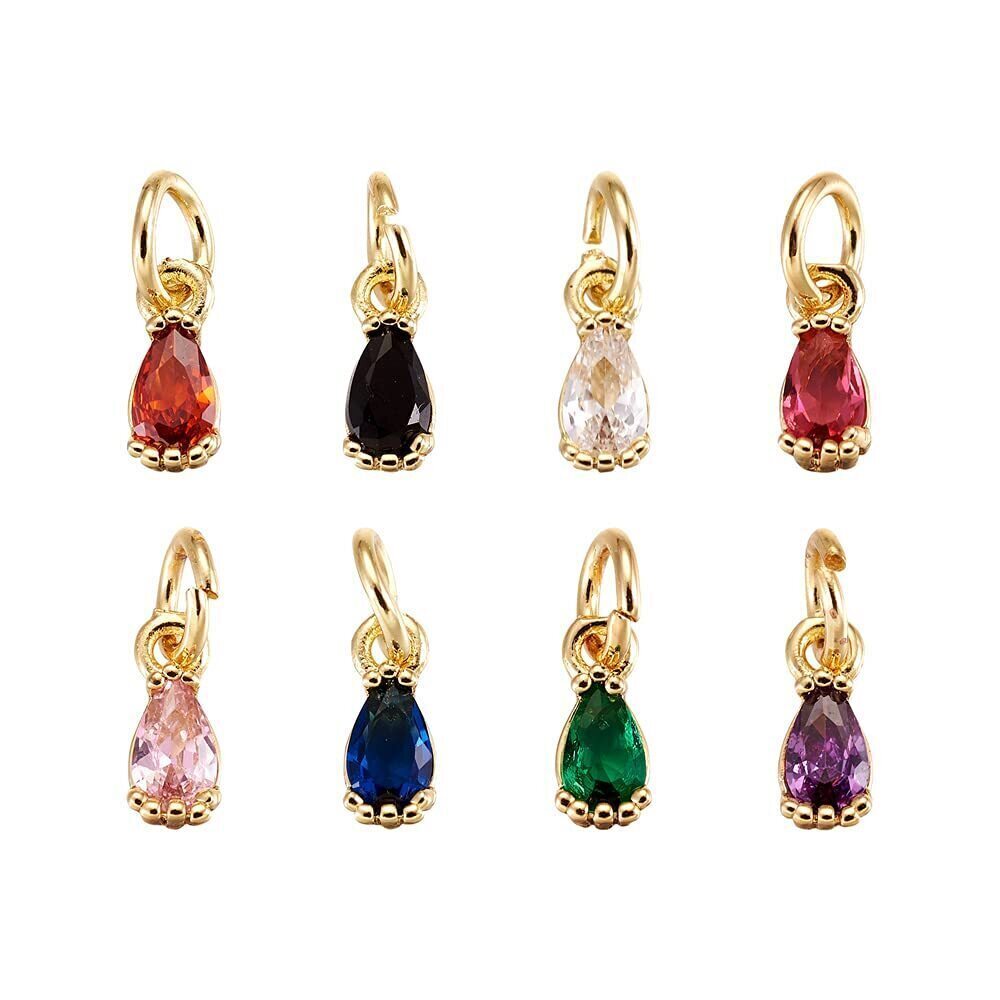 6422 Beadthoven 20pcs Real 18K Gold Plated Teardrop Charm Pendants Cubic